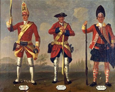 David Morier (1705^-70) - Grenadiers, 40th Regiment of Foot, and Privates, 41st Invalids Regiment and 42nd Highland Regiment, 1751 - RCIN 405589 - Royal Collection