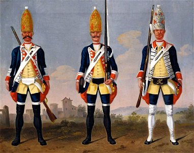 David Morier (1705^-70) - Grenadiers, Grenadier Regiment, Foot Guards and Regiment 'König'. - RCIN 403393 - Royal Collection