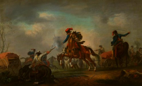 David Morier (1705^-70) - Hussars Attacking a Baggage Wagon - RCIN 406880 - Royal Collection