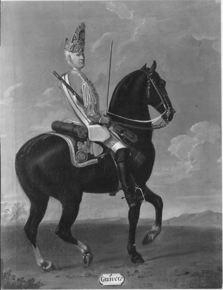 David Morier (1705^-70) - Private, 1st Troop of Horse Grenadier Guards, 1751 - RCIN 401501 - Royal Collection