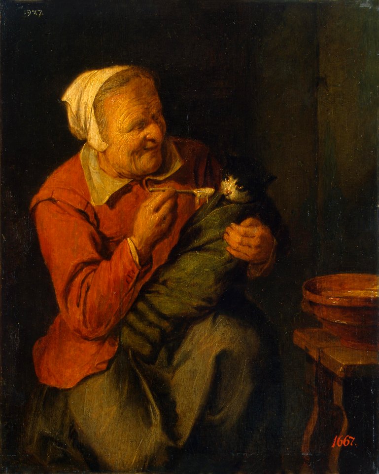 David Rijckaert (III) - Peasant Woman with a Cat