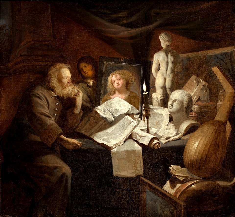 David Rijckaert III - Old man with a vanitas still life