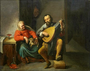 David Ryckaert III - A lute player in an interior