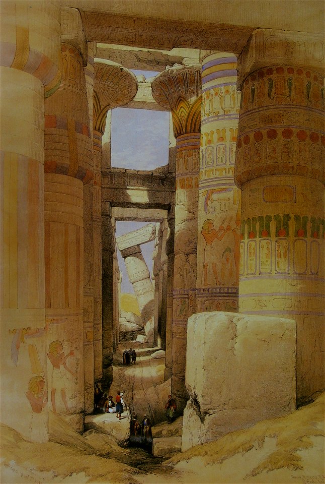 David Roberts Temple Karnak Column Hall. Free illustration for personal and commercial use.
