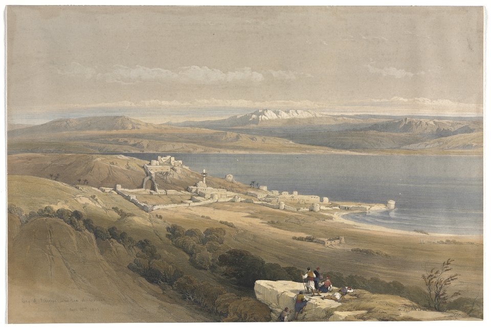 David Roberts (British, 1796-1864) - City of Tiberias on the Sea of Galilee, looking towards Hebron - 1927.80 - Cleveland Museum of Art