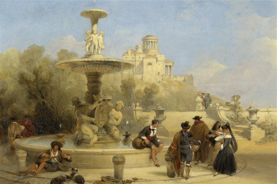 David Roberts (1796-1864) - The Fountain on the Prado, Madrid - RCIN 405005 - Royal Collection