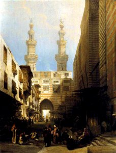 David Roberts-A View in Cairo (1840). Free illustration for personal and commercial use.
