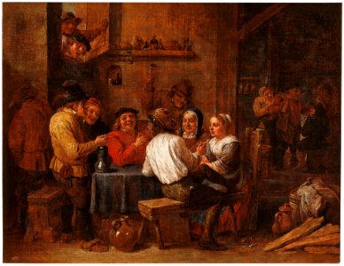 David Teniers (II) - Smokers and drinkers. Free illustration for personal and commercial use.