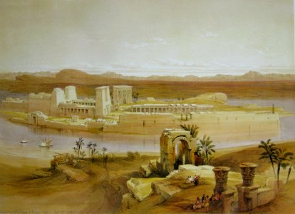 David Roberts Temple Island Philae. Free illustration for personal and commercial use.