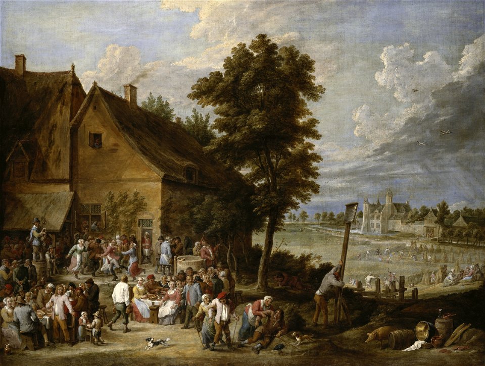 David Teniers - A Feast at Harvest-Time, with the House of Drij Toren ...