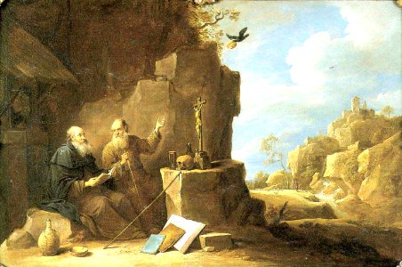 David Teniers - Saint Anthony abbot meets Saint Paul the hermit