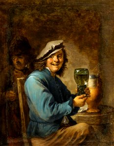 David Teniers (II) - The merry drinker. Free illustration for personal and commercial use.