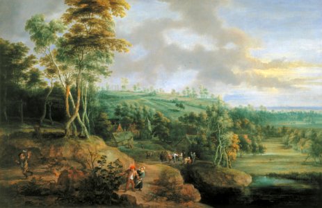 David Teniers (II), Lucas van Uden - Landscape with a village feast in the background