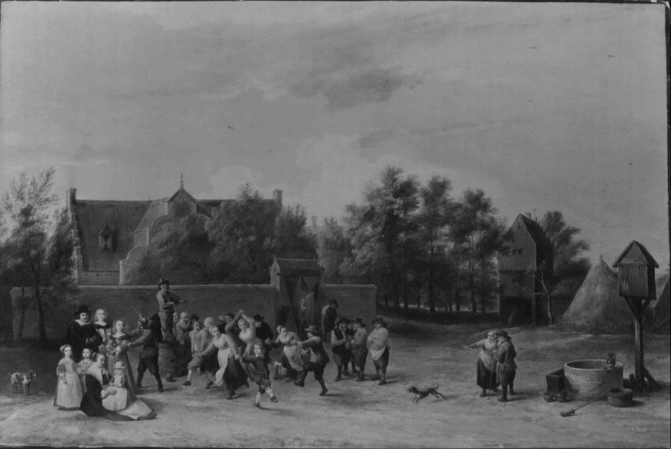 David Teniers - Peasants Dancing Outside a Country House - RCIN 405326