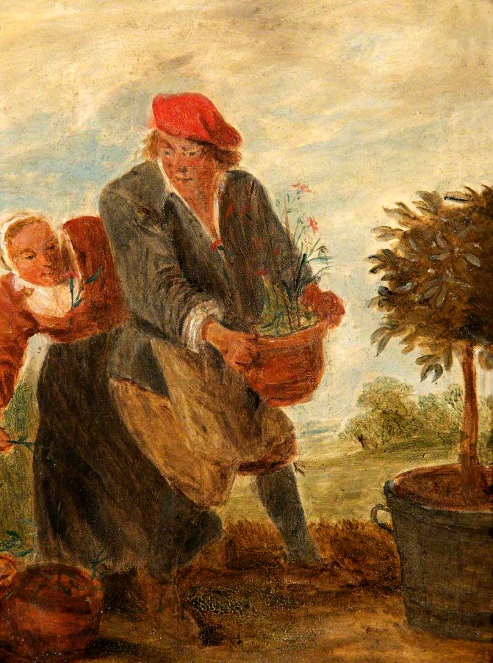 David Teniers II (1610-1690) (after) - A Gardener and His Wife, The Sense of Smell - 1151401 - National Trust