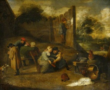 David Teniers II (1610-1690) - A Group of Peasants outside a Tavern - 926839 - National Trust
