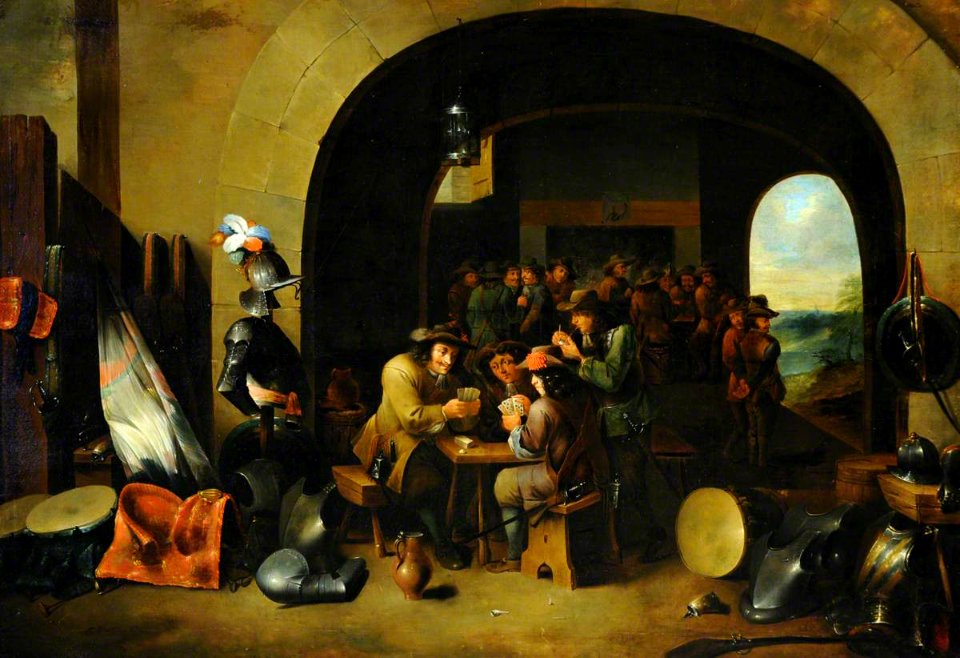 David Teniers II (1610-1690) (imitator of) - Soldiers Playing with Cards in a Guardroom - 290254 - National Trust