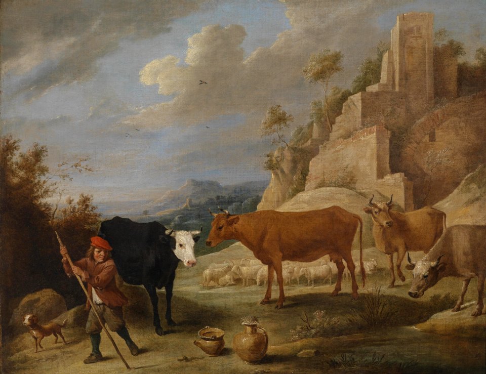 David Teniers dJ Hirt mit seiner Herde in einer Landschaft mit Ruinen