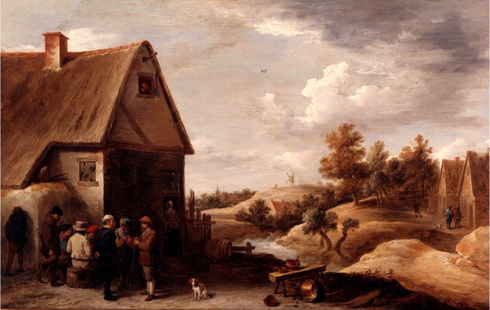 David Teniers the Younger - Landscape with Figures before a House with Straw Roof
