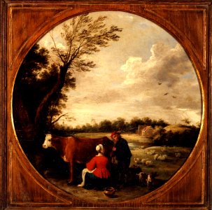 David Teniers the Younger - Farmer and Milkmaid in a Landscape