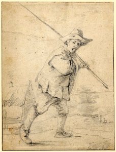 David Teniers II - Peasant carrying a long rod over his shoulder