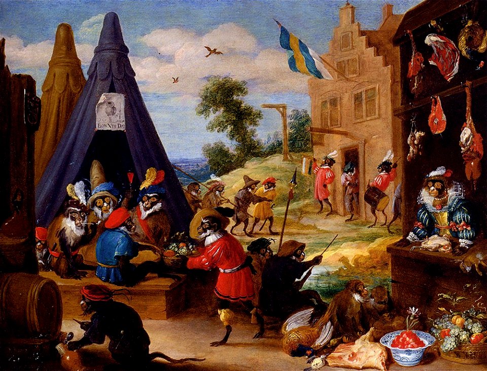 David Teniers the Younger - A Monkey Encampment - 1633