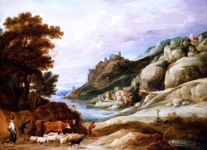 David Teniers the Younger (Antwerp 1610-Brussels 1690) - A Shepherd with his Flock in a Mountainous Landscape - RCIN 405631 - Royal Collection