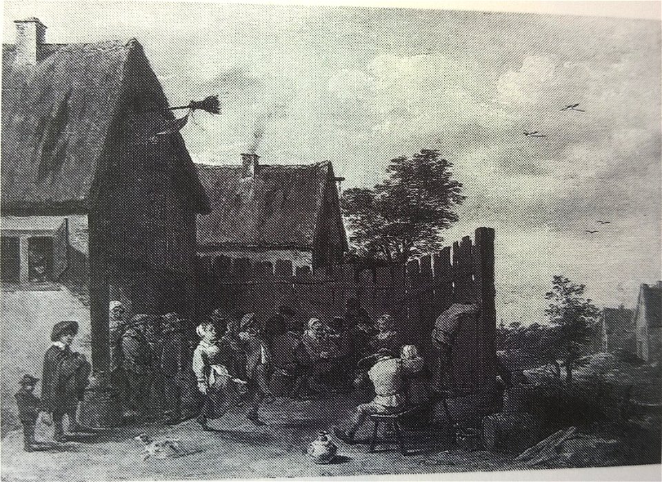 David Teniers the Younger - Peasants dancing before an inn