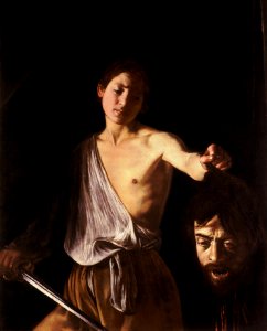 David with the Head of Goliath-Caravaggio (1610). Free illustration for personal and commercial use.