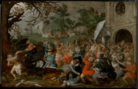 David Vinckboons - Men and Animals Struggling Against Death ^ Father Time - 74.3 - Museum of Fine Arts