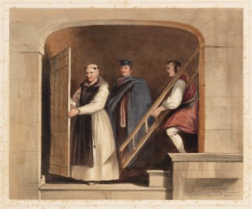 David Wilkie bezichtigt de schilderijen in het Escurial, objectnr A 16102