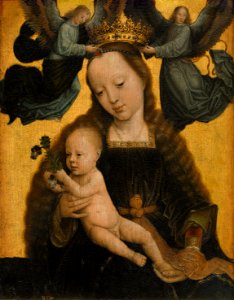 Gerard David - Virgin and Child with Angels (Museo del Prado). Free illustration for personal and commercial use.