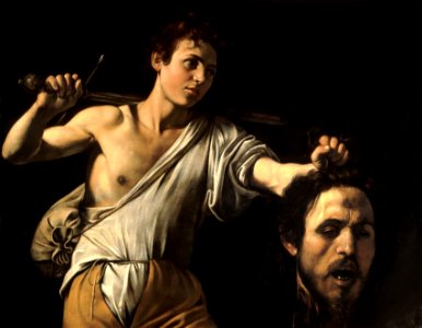 David with the Head of Goliath-Caravaggio (c.1606-7). Free illustration for personal and commercial use.