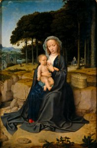 Gerard David - The rest on the flight into Egypt (Museo del Prado). Free illustration for personal and commercial use.
