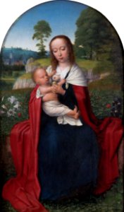 Virgin and Child in a landscape, by Gerard David. Free illustration for personal and commercial use.