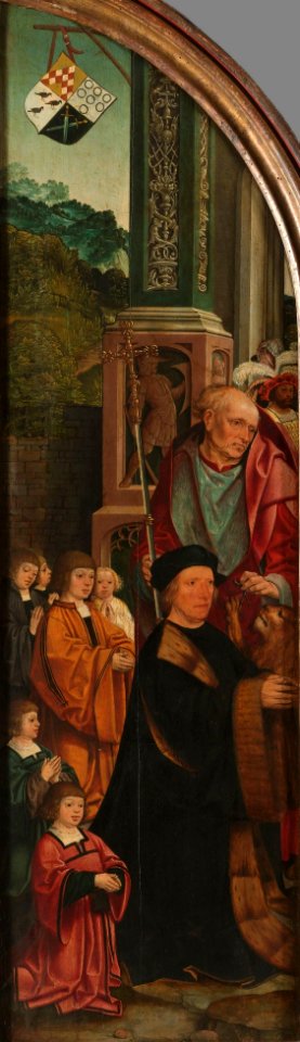 De aanbidding van de drie koningen Rijksmuseum SK-A-4706 (linker vleugel)
