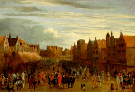 De afdanking van de Waardgelders door prins Maurits op de Neude te Utrecht in 1618 Centraal Museum 2498. Free illustration for personal and commercial use.
