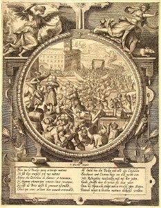 De aftocht van de Duitsers - Retreat of the Germans - Oostershuis, August 2 1577 (Johan Wierix)