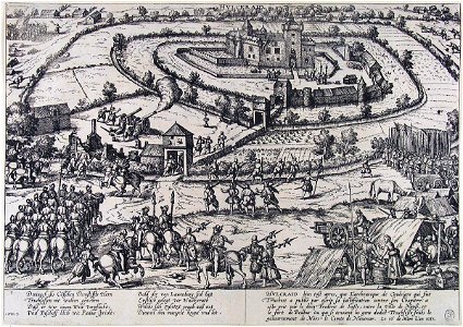 De aanval op Hulckraid - Zerstörung Hülchrath 1583 - (Frans Hogenberg)