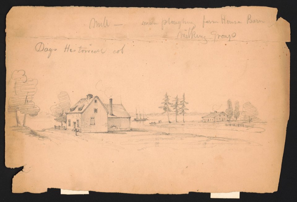 Days historical col. Mill - men ploughing farm house barn - milking group. LCCN2016648694
