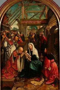 De aanbidding van de drie koningen Rijksmuseum SK-A-4706 (cropped)