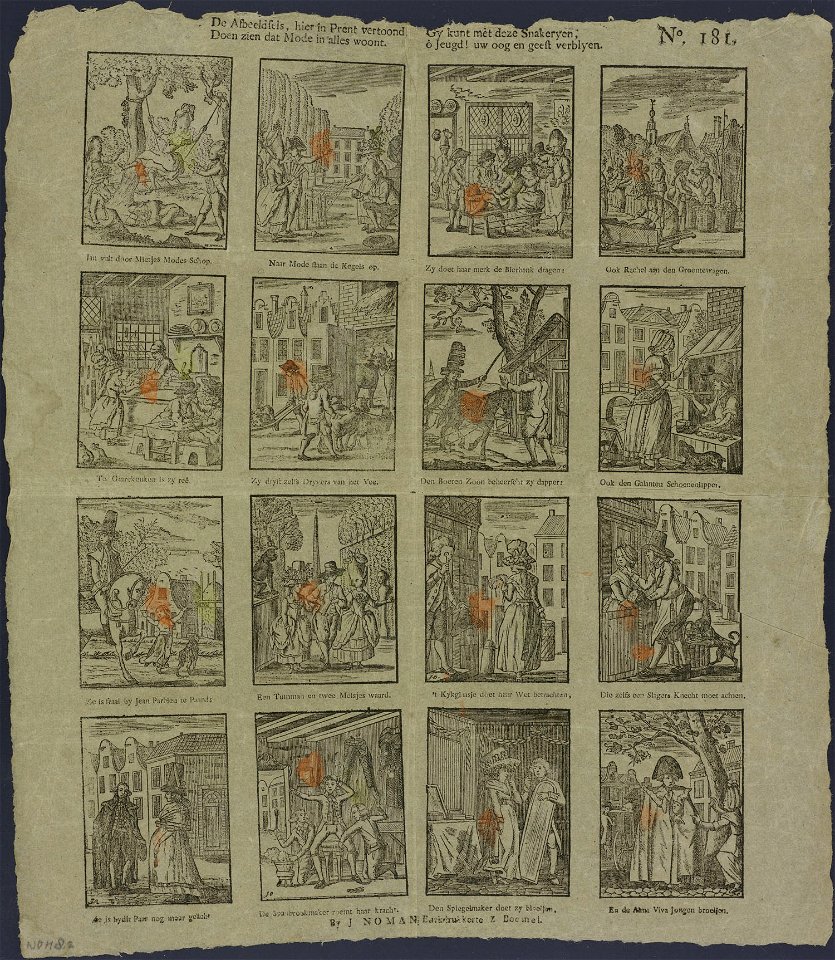 De afbeeldsels, hier in prent vertoond Doen zien dat mode in alles woont-Catchpenny print-Borms 0870