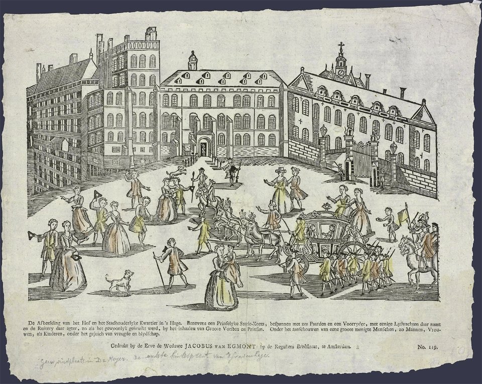 De afbeelding van het Hof en het Stadhouderlyke Kwartier in 's Hage-Catchpenny print-SMC K 0144