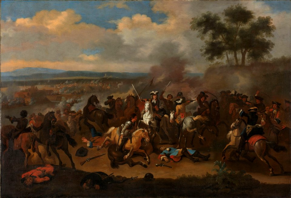 De slag aan de Boyne (Ierland) tussen Jacobus II en Willem III, 12 juli 1690, SK-A-605