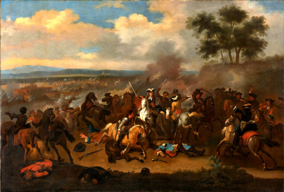 De slag aan de Boyne (Ierland) tussen Jacobus II en Willem III, 12 juli 1690 Rijksmuseum SK-A-605
