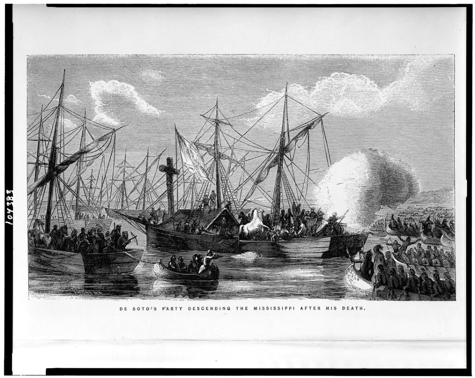 De Soto's party descending the Mississippi after his death - J.W. Orr, N.Y. LCCN91794430