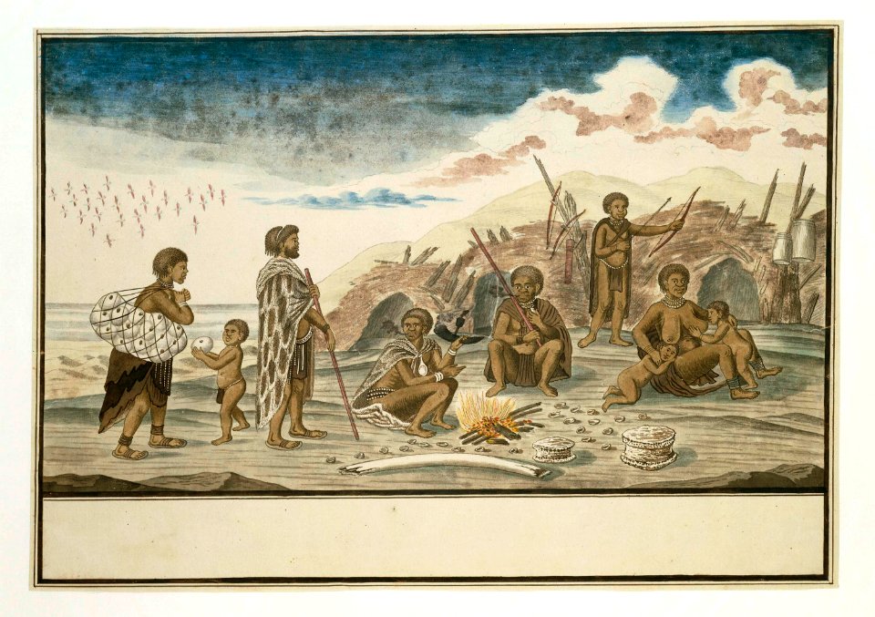 De Strandlopers en hun schuilhutten op het strand