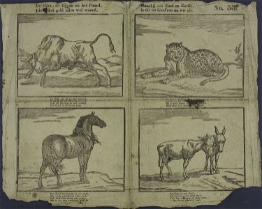 De stier, de tijger en het paard, die ... het geld allen wel waard-Catchpenny print-Borms 0377
