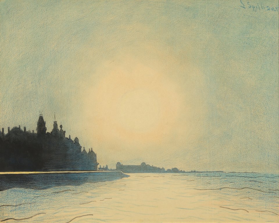 De zeedijk te Oostende van op het staketsel gezien, Léon Spilliaert, Mu.ZEE Oostende, SM001668