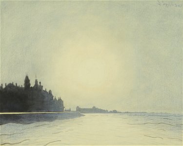 De zeedijk te Oostende van op het staketsel gezien, Léon Spilliaert, Mu.ZEE Oostende, SM001668